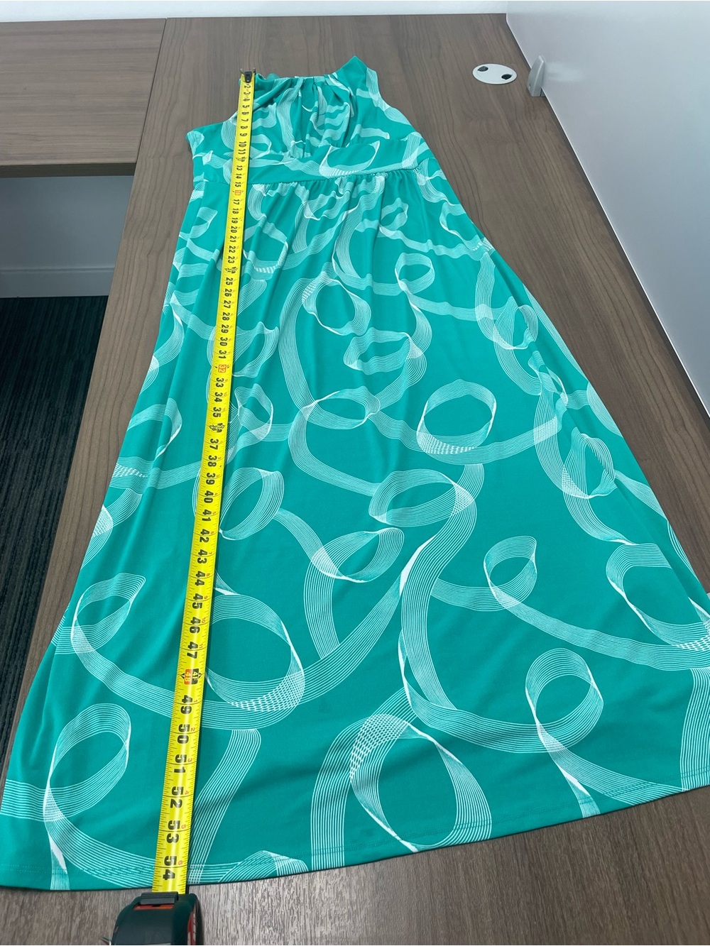 London Times Green & White Geometric Print Maxi Dress size 12 - Picture 9 of 10